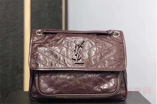 YSL Niki 中号 酒红色牛皮 单肩斜挎包