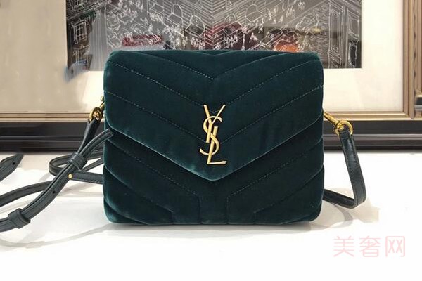 二手YSL LOULOU系列丝绒墨绿色单肩包